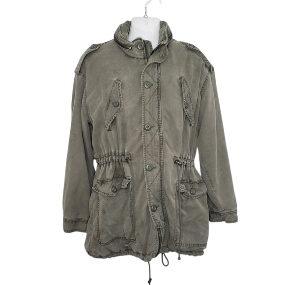 American Eagle Olive Green Utility Jacket Hide Away Hood Pockets Size S… - Picture 15 of 15